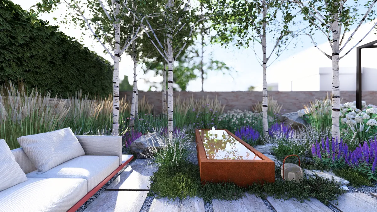 Keramická dlažba, kámen a corten