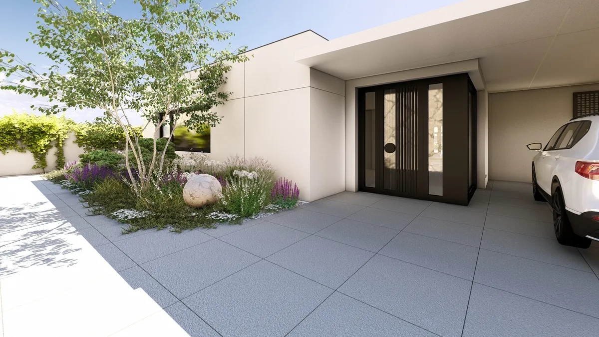 Moderni predzahradka vstup do domu